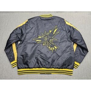 Pokemon Center Zapdos Jacket Mens Large Black Insulated Embroidered Bomber